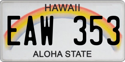 HI license plate EAW353