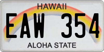 HI license plate EAW354