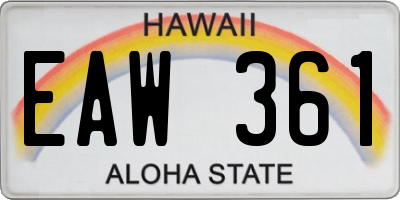 HI license plate EAW361
