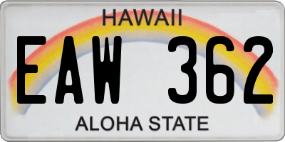 HI license plate EAW362