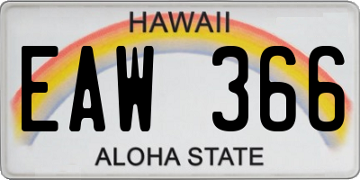 HI license plate EAW366