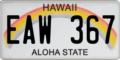 HI license plate EAW367