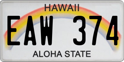 HI license plate EAW374