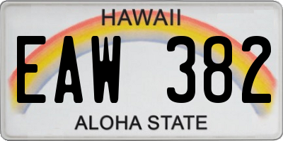 HI license plate EAW382