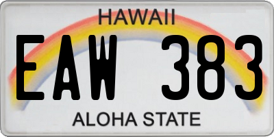 HI license plate EAW383