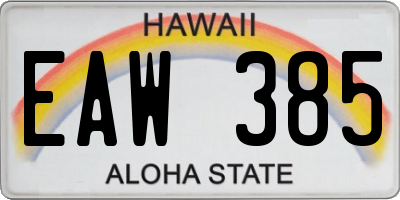 HI license plate EAW385