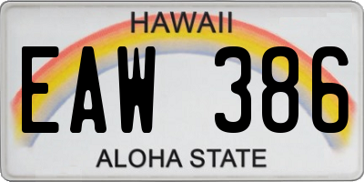 HI license plate EAW386