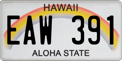 HI license plate EAW391