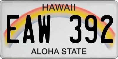 HI license plate EAW392