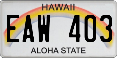 HI license plate EAW403