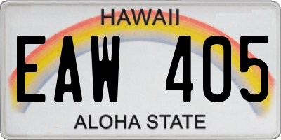 HI license plate EAW405