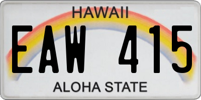 HI license plate EAW415