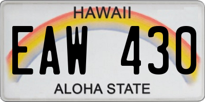 HI license plate EAW430