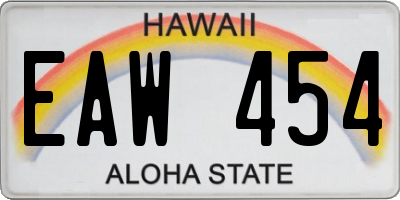 HI license plate EAW454