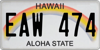 HI license plate EAW474