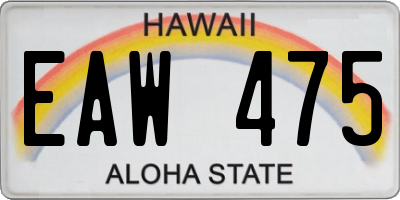 HI license plate EAW475