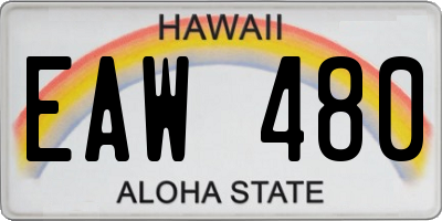 HI license plate EAW480