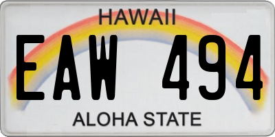 HI license plate EAW494