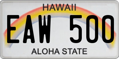 HI license plate EAW500