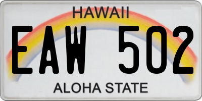 HI license plate EAW502