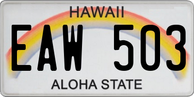 HI license plate EAW503