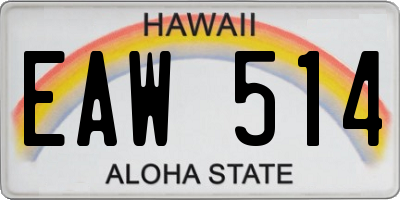 HI license plate EAW514