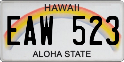 HI license plate EAW523