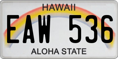 HI license plate EAW536