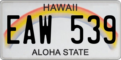 HI license plate EAW539