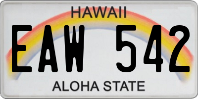 HI license plate EAW542