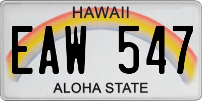 HI license plate EAW547