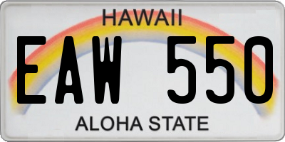 HI license plate EAW550
