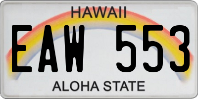 HI license plate EAW553