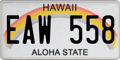 HI license plate EAW558