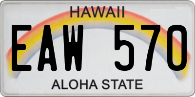 HI license plate EAW570