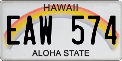 HI license plate EAW574