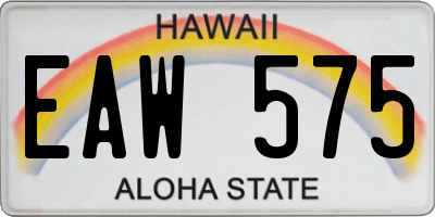 HI license plate EAW575