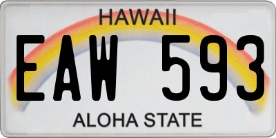 HI license plate EAW593