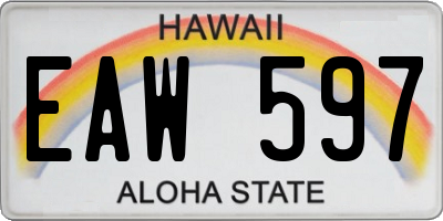HI license plate EAW597