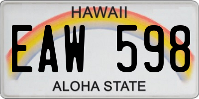 HI license plate EAW598