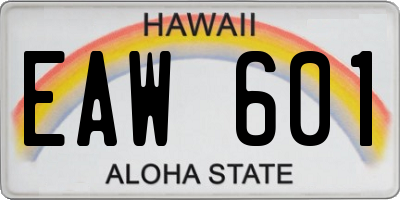 HI license plate EAW601