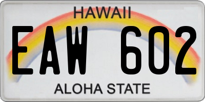 HI license plate EAW602