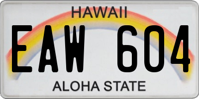 HI license plate EAW604