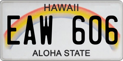 HI license plate EAW606