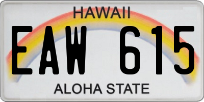 HI license plate EAW615