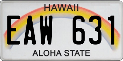 HI license plate EAW631