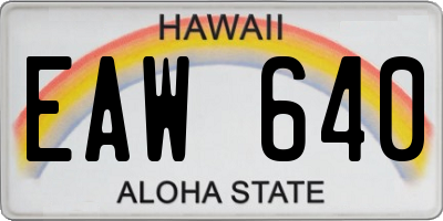HI license plate EAW640