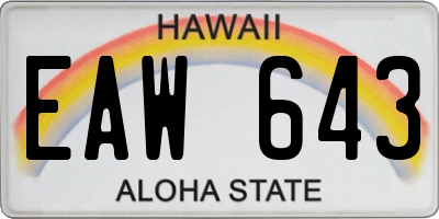 HI license plate EAW643