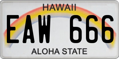 HI license plate EAW666