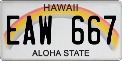 HI license plate EAW667